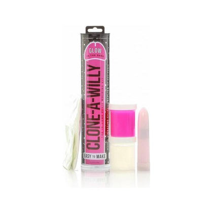 Clone-A-Willy Hot Pink Glow In The Dark Vibrating Dildo Kit - Model CWD-001 - Unisex Pleasure - Intense Sensations - Glowing Pink