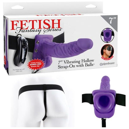 Fetish Fantasy 7in Vibrating Hollow Strap-on With Balls Purple - The Ultimate Pleasure Enhancer for Couples