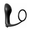 Elite Silicone Ass-Gasm Cockring Vibrating Plug Black - Model AGCP-01 - For Men - Prostate Stimulation and Performance Enhancement