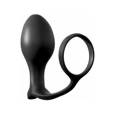 Elite Silicone Ass-Gasm Cock Ring and Advanced Plug - Model AG-5001 - Male Prostate Stimulation and Ejaculation Control - Black