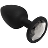 Booty Bling Small Black Plug Silver Stone: Luxurious Silicone Anal Pleasure for All Genders - Adult Naughty Store