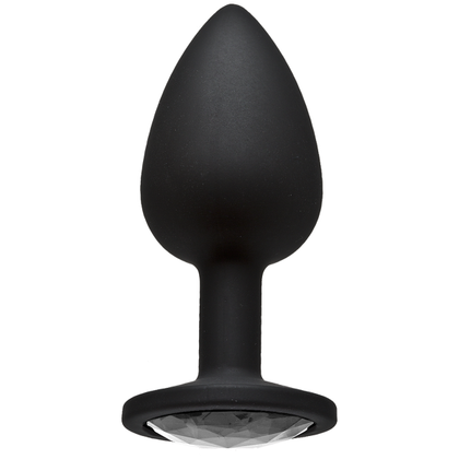 Booty Bling Small Black Plug Silver Stone: Luxurious Silicone Anal Pleasure for All Genders - Adult Naughty Store