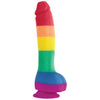 Colours Pride Edition 8 inches Dong Rainbow - Realistic Silicone Dildo for Hands-Free Pleasure (Model: PRD-8D-RBW) - Adult Naughty Store