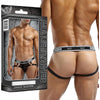 Male Power Peep Show Jock Strap Ring - Black, Small-Medium, Erotic Men's Lingerie, Model PSJSR-001