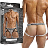 Male Power Peep Show Jock Strap Ring White L-XL - Sensational Open Weave Erotic Lingerie for Men - Adult Naughty Store