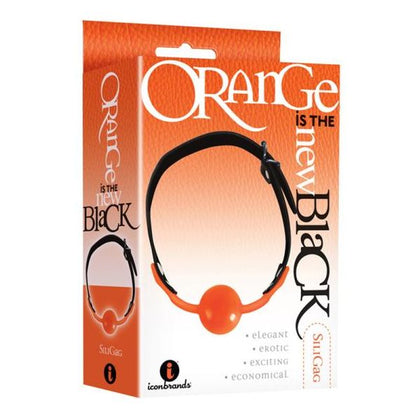 The 9's Silicone Ball Gag - Model S9B-01 - Unisex - Oral Pleasure - Orange with Black Faux Leather Straps