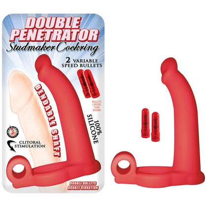 Studmaker Double Penetrator Cockring Red - Model SP-1001 - Ultimate Pleasure for Him and Her