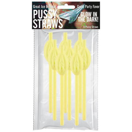 Introducing the Sensual Pleasures Pussy Straws G.i.t.d 8pcs-pack: The Ultimate Glow in the Dark Vagina Straws for Bachelor Parties - Adult Naughty Store