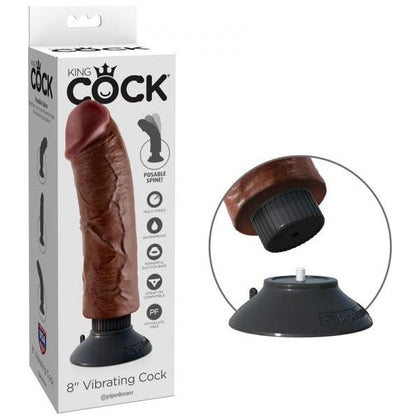 King Cock 8in Vibrating Brown Realistic Dildo - Model KC-V8-BR - Male - Multi-Speed Vibration - Waterproof - Adult Naughty Store