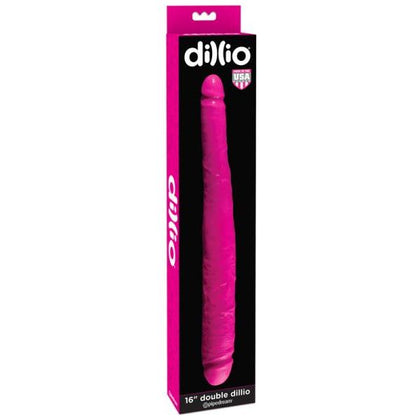Dillio 16in Double Dong - Pink PVC Veined Double Dildo for Both Genders - Model D16DD-PNK