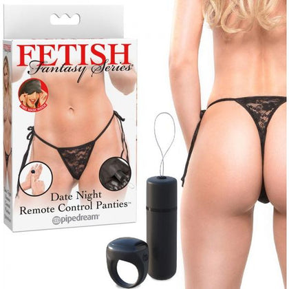 Deluxe Pleasure Bliss Remote-Controlled Micro-Bullet Bikini G-String - Model Ff Date Night - Women's Vibrating Panties - Black