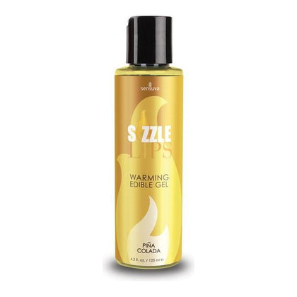 Introducing the SensationSizzle Pia Colada Warming Gel 4.2oz Bottle - Edible Pleasure for Intimate Moments - Adult Naughty Store