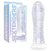 Icon The Nines Vibrating Sextenders Ribbed - Model IC2510-2 - Unisex - Enhanced Pleasure - Clear - Adult Naughty Store