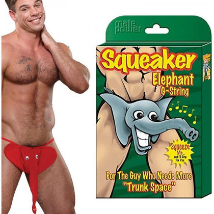 Red Squeaker Elephant G-String Lingerie - Model ELE-001 - Unisex - Pleasure Zone: Trunk - One Size Fits Most
