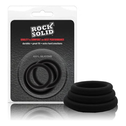 Rock Solid Tri-Pack Silicone Gasket Cock Rings - Black - Enhance Pleasure with Three Sizes - Model RS-TRI-001 - For All Genders