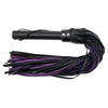 Flogger Fun Leather Handle & Floggers - Model RF-27.2, Unisex, Sensual Impact Play, Black-Purple - Adult Naughty Store