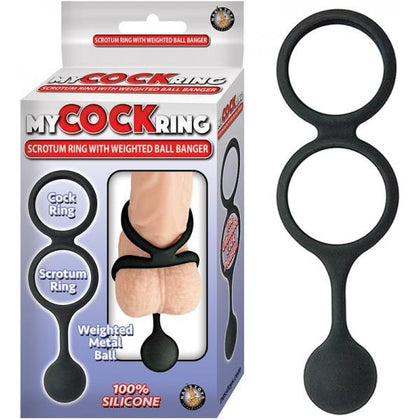 My Cock Ring Scrotum Ring With Weighted Ball Banger Silicone Black