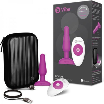 b-Vibe Novice Plug - Silicone Butt Plug with 6 Vibration Levels and 15 Patterns - Model NB-001 - Unisex Anal Pleasure - Fuchsia