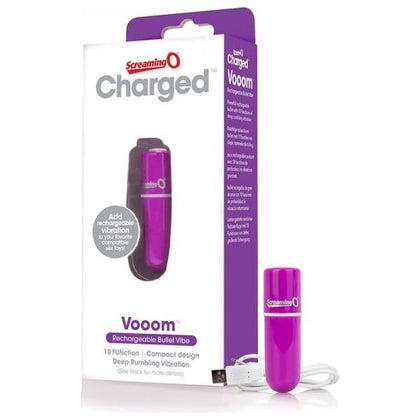 Charged Vooom Rechargeable Bullet Vibrator - Model V10 - Purple - For Powerful and Pleasurable Stimulation - Adult Naughty Store