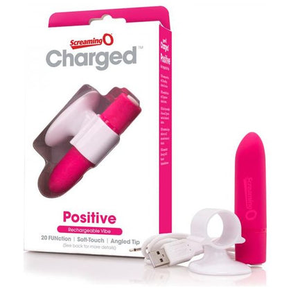 Screaming O Charged Positive Vibe - Powerful Rechargeable Finger Vibrator - Model X1 - Unisex - Clitoral Stimulation - Strawberry