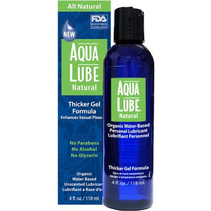 Aqua Lube Natural Gel - Water-Based Organic Aloe Personal Lubricant - Thicker Gel, Non-Irritating Formula - Paraben-Free, Glycerin-Free, Alcohol-Free - Vegan Friendly - pH Balanced - Condom Compatible - Non-GMO - 4 fl oz