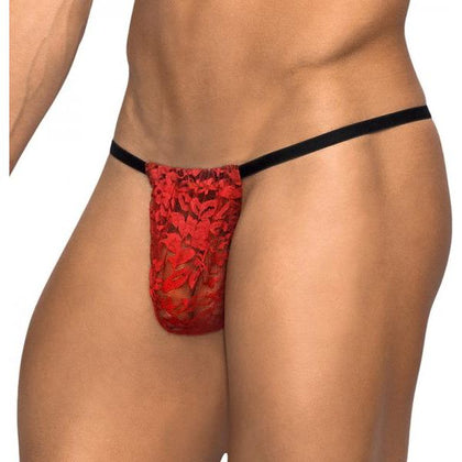 Male Power Stretch Lace Posing Strap - Red, One Size - Sensual Intimate Apparel for Men