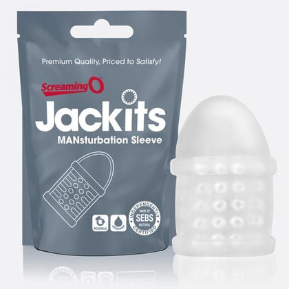 Screaming O Jackits Mansturbation Sleeve - Clear, Ergonomically Sized Handheld Pleasure Toy for Men