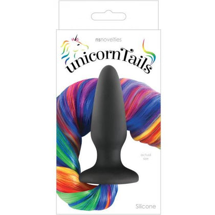 Introducing the Exquisite Unicorn Tails Rainbow Silicone Butt Plug - Model UT-101: A Sensational Pleasure Delight for All Genders! - Adult Naughty Store