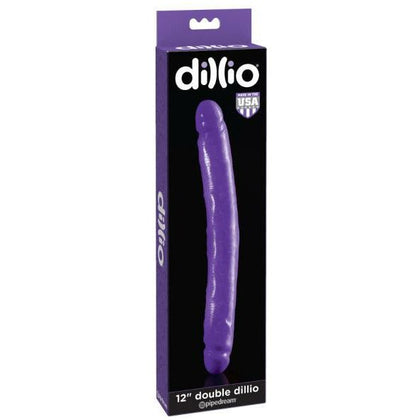 Dillio Purple 12in Double Dong - Premium American-Made Rubber Double Dildo for Sensual Pleasure - Model D12DD - Hypoallergenic, Phthalate-Free, and Latex-Free - Suitable for All Genders - Intense Pleasure for Both Partners - Vibrant Purple Color