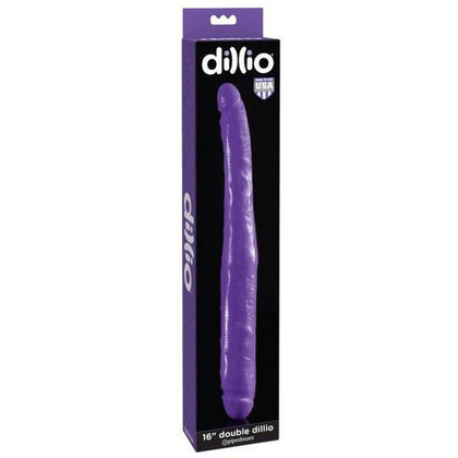 Dillio Purple 16in Double Dong - Premium American-Made Rubber Double Dildo for Couples - Model D16 - Unisex Pleasure Toy for Shared Intimacy - Purple