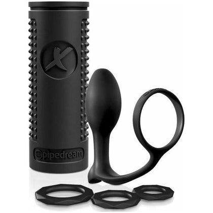 PDX Elite Ass-Gasm Explosion Kit - Handheld Silicone Stroker, Prostate Stimulator, Cock Ring, and Anal Plug - Ultimate Pleasure for Men - Black