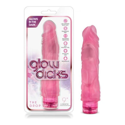 Blush Glow Dicks The Drop Pink - 8-Inch Realistic Vibrator with Clitoral Nubs and Multi-Speed Vibration - Women's Pleasure Toy - Adult Naughty Store