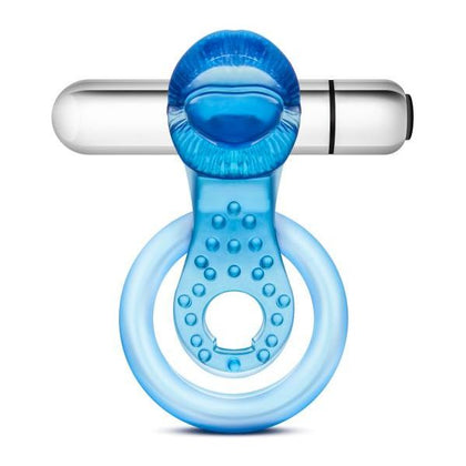 Introducing the SensaPleasure X-10 Vibrating Tongue Ring Blue - The Ultimate Pleasure Enhancer for Him and Her - Adult Naughty Store