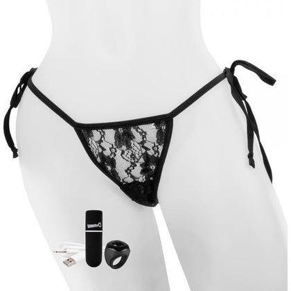 My Secret Charged Remote Control Panty Vibe by Screaming O - Lace Side Tie Rechargeable Vibrating Panty Set (Model: Black) - Women's Pleasure Lingerie - One Size Fits up to 60 Inches