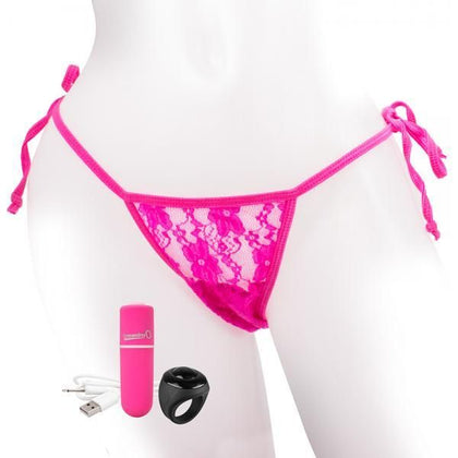 Introducing the Secret Pleasure® Charged Remote Control Panty Vibe - Pink Lace, Model SP-RCVP-PL-PK, Women's, Clitoral Stimulation, One Size Fits Up to 60