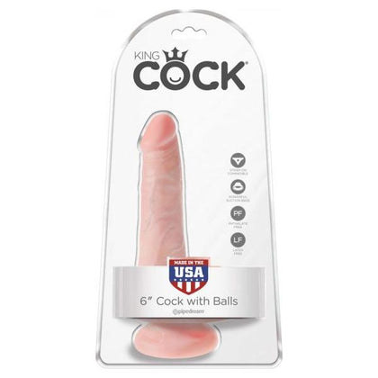 King Cock 6in Realistic Dildo with Balls - Flesh, Hypoallergenic, Phthalate-Free, Latex-Free, Body-Safe, Suction Cup Base, Harness Compatible - Adult Naughty Store