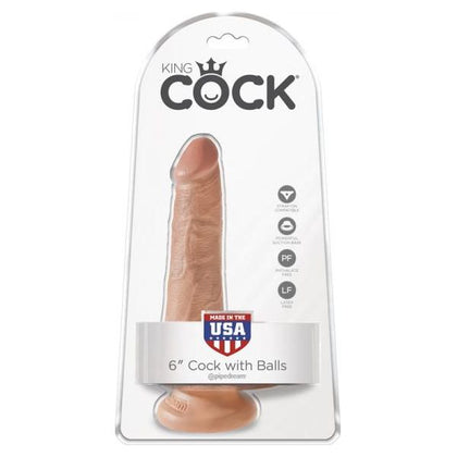 King Cock 6in Realistic Dildo with Balls - Model KC-6RB-TAN - For Him or Her - Lifelike Pleasure - Tan - Adult Naughty Store