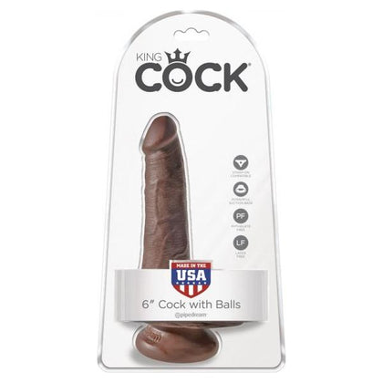 King Cock 6in Realistic Brown Dildo with Balls - Model KC-6RB-GN - Adult Naughty Store