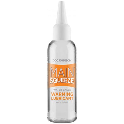 Main Squeeze Warming Water Based Lubricant 3.4oz - Premium Water-Based Warming Lube for Intimate Pleasure - Model MS-WL-3.4 - Unisex Formula for Enhanced Sensations - Ideal for Strokers, Body Massage, and Intimate Play - Clear