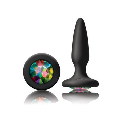 Inya Glams Mini Rainbow Gem Black Silicone Butt Plug - Model Number: GM-001 - For All Genders - Anal Pleasure - Captivating Color