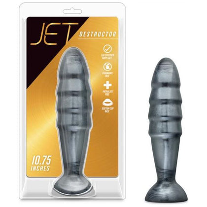 Jet Destructor Carbon Metallic Black - Advanced User Tapered PVC Plug - Model JDT-001 - Male/Female - Anal Pleasure - Sleek Black