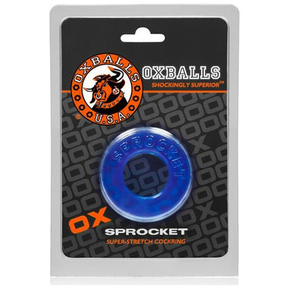 Oxballs Sprocket Cockring Ice Blue - Stretchy Pleasure Enhancer for Men