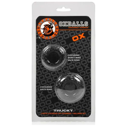 Oxballs Truckt Cockring and Sackring, Black - Super-Strong Skinflex-TPR, Stretchable 5X, Dual Fit - Enhance Pleasure for Men
