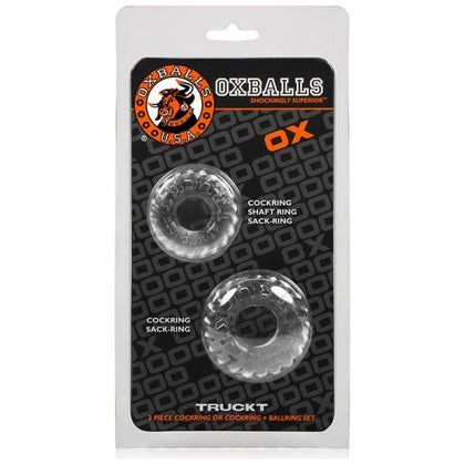 Oxballs Truckt Super-Stretch Cockring and Sackring for Men - Enhance Pleasure, Clear - Adult Naughty Store