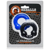 Oxballs Ultraballs Flex-TPR 2-Pack Cockring for Men, Model: UB-CR01, Enhances Pleasure, Black & Police Blue - Adult Naughty Store