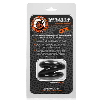 Oxballs Z-balls Ballstretcher Black - Versatile Spring-Like Cock Ring for All-Day Tugging Pleasure - Adult Naughty Store