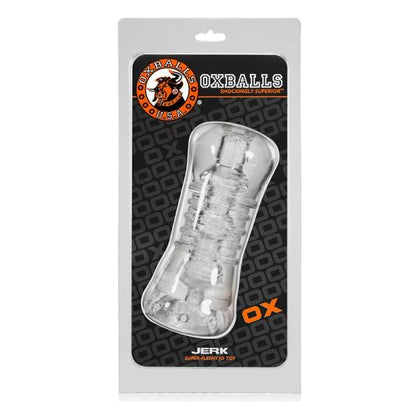 Oxballs Jerk Masturbator Clear - Super Soft TPR Ribbed Stroker for Men - Model JMK-500 - Intense Pleasure for Solo Play - Clear Color