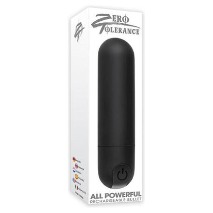 Zero Tolerance All Powerful Rechargeable Black Silky Smooth Bullet Vibrator - Model ZT-APRB01 - Unisex - Enhanced Pleasure in All Areas - 10 Speeds and Functions