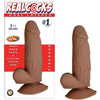 Real Pleasure Dual Layered #1 Brown 5.5 inches Dildo for Men and Women - Realistic Veined Texture, Suction Cup Base, and Waterproof Design - Adult Naughty Store