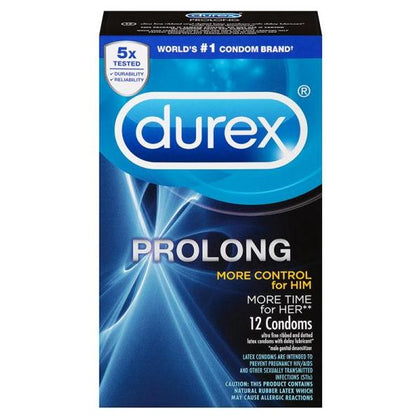Durex Prolong 12pk Heat-Activated Climax Control Condoms for Men - Ribbed, Dotted, and Silky Smooth - Enhance Pleasure and Extend Intimacy - 12 Condoms, Pleasure Pack